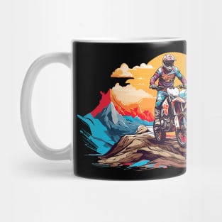 Colorful Dirt Bike Off Road Racer Mountain Landscape Design Mug